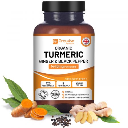 Organic Turmeric 1440mg with Black Pepper & Ginger |120 Vegan Capsules with Active Ingredient Curcumin
