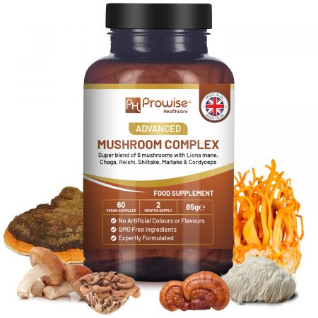 Advanced Mushroom Complex | A super blend of 6 Mushroom with Lions Mane, Chaga, Cordyceps, Shiitake, Reishi and Maitake | 60 Vegan High Strength Capsules