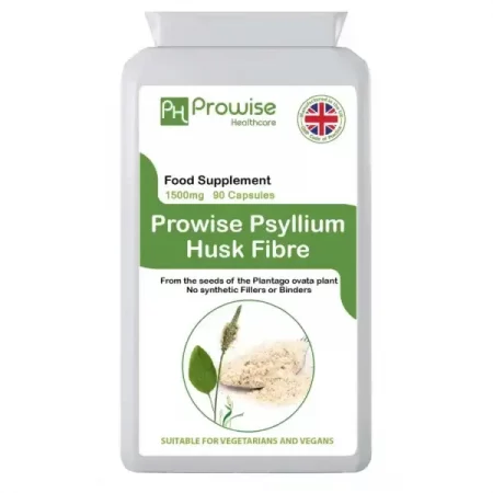 Psyllium Husks 1500mg 90 Capsules - Natural Dietary Fibre for Colon Cleansing & Bowel Health