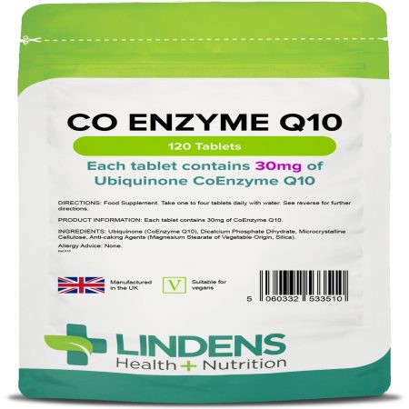Lindens CoEnzyme Q10 30mg 120 Vegan Tablets
